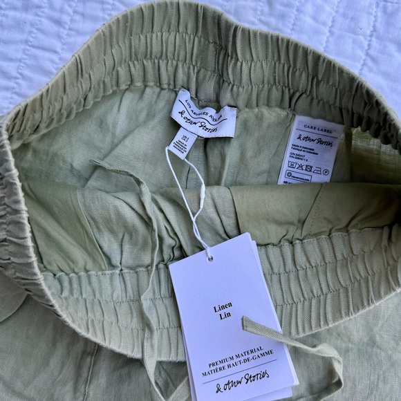 NWT & Other Stories green linen shorts size s - Picture 3 of 3